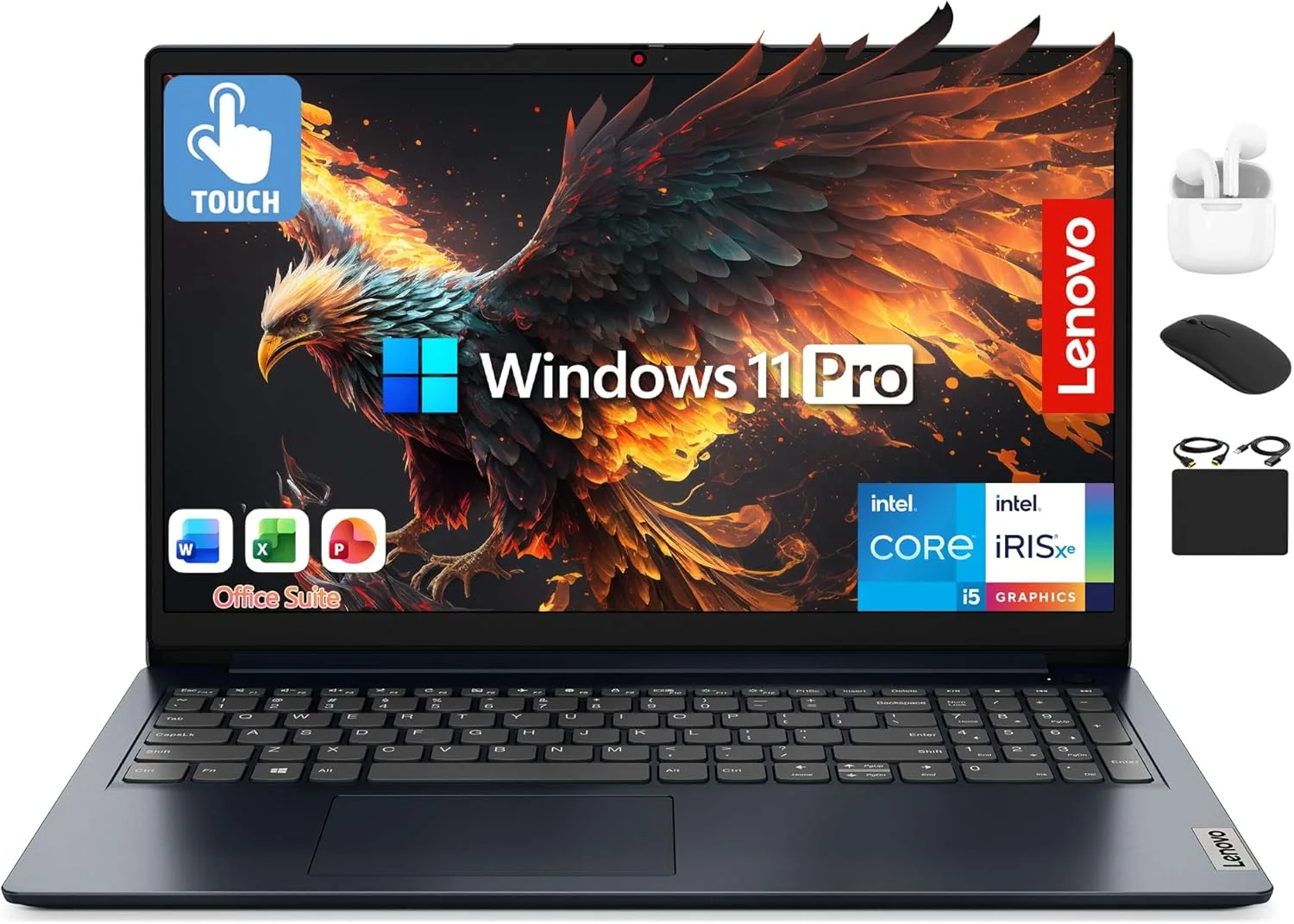 Lenovo IdeaPad Laptop 2025 Business Computer, 15.6" FHD Touchscreen, 16GB RAM, 1TB Storage (512GB SSD +500GB Ext), 10-Core Intel Core i5, Long Battery, HubxcelAccessory Win 11 Pro Lifetime Office 2024