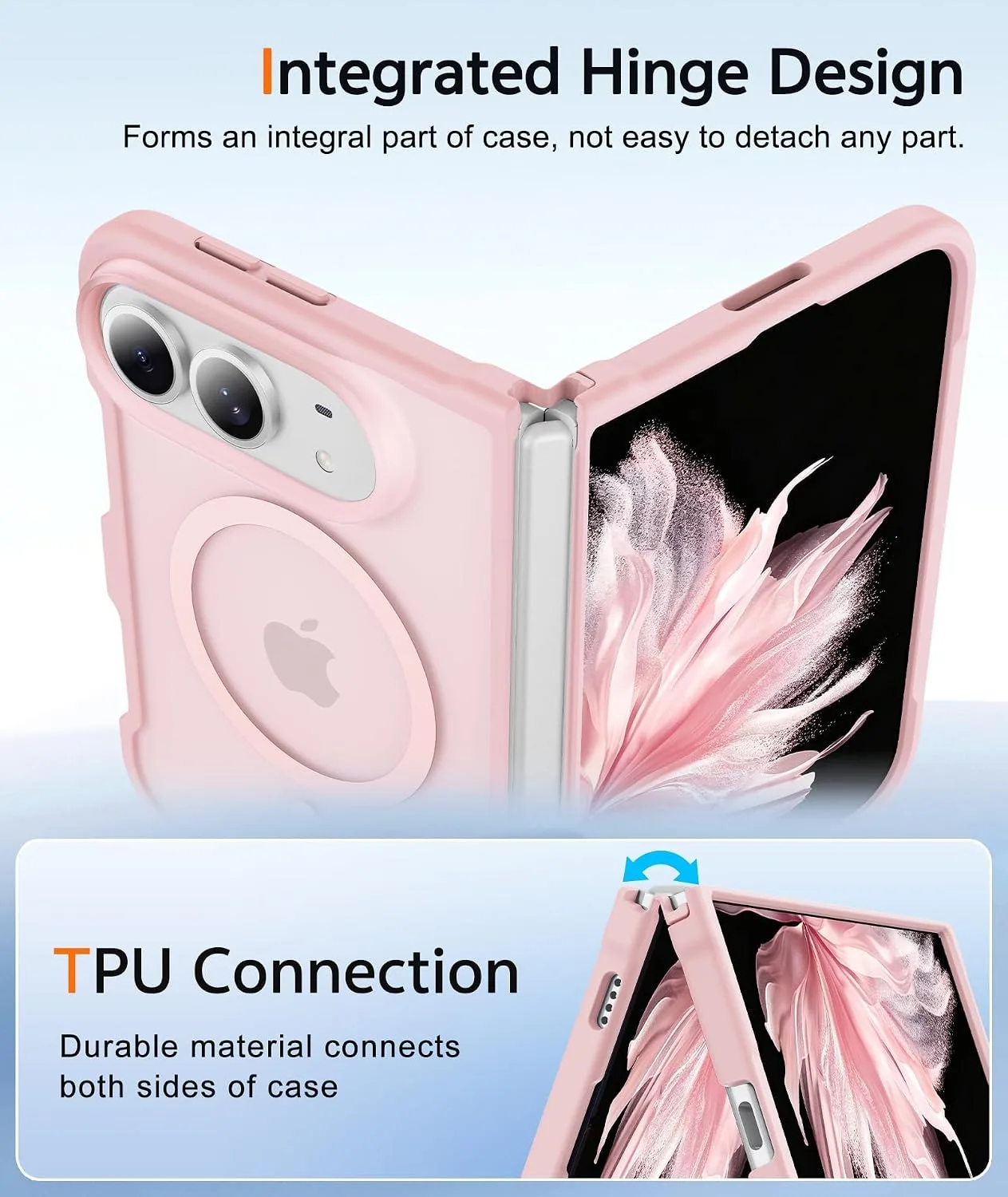 FNTCASE for iPhone Duo Case: Translucent Matte Fit for MagSafe Light Pink