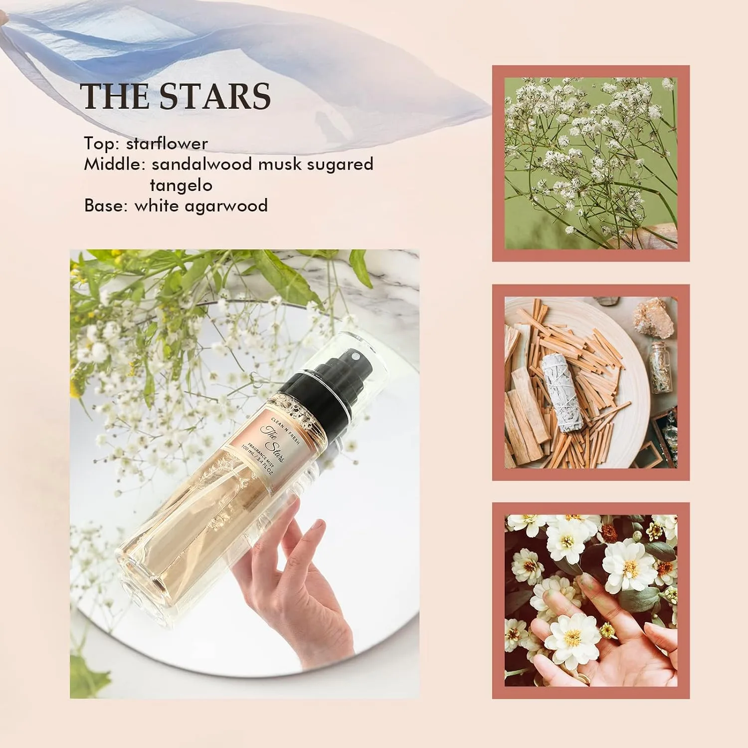 Clean-n-Fresh Body Spray for Women, Body Mist, Fragrance Mist Gift Sets, Pack of 6, Each 3.4 Fl Oz, Total 10.2 Fl Oz, Cherry Blossom