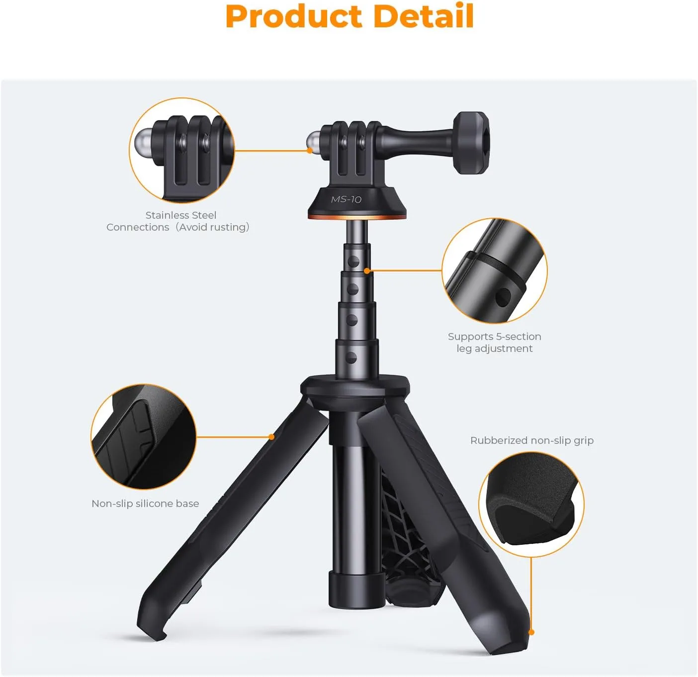 K&F CONCEPT 33.5cm/13.2" Mini Desktop Selfie Stick Action Camera Tripod