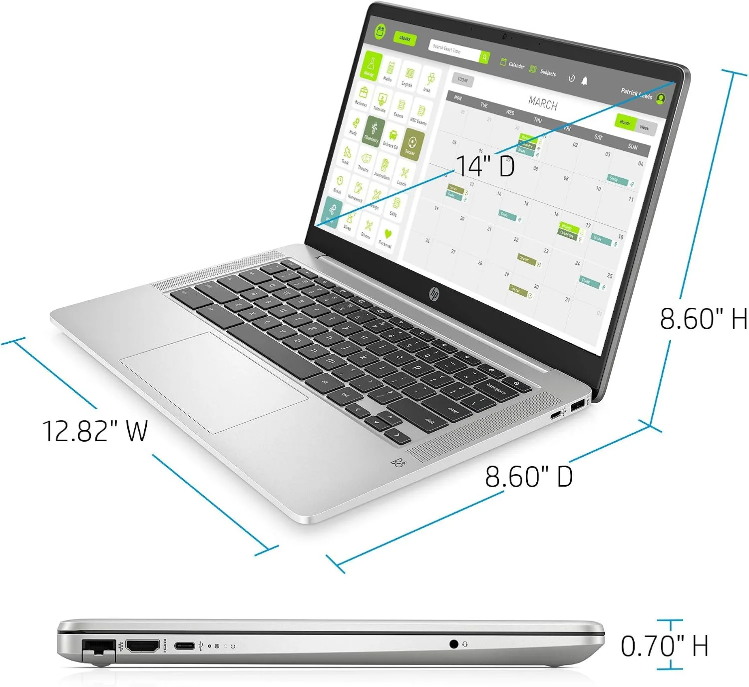 HP 14 Chromebook 14in HD Intel 4-core CPU 4GB RAM 64GB eMMC (Renewed)