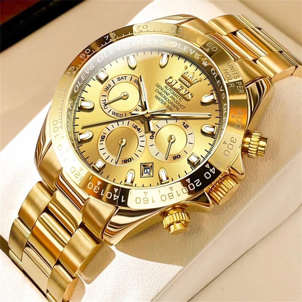OLEVS Automatic Gold Watches for Men Luxury Classic Stainless Steel
