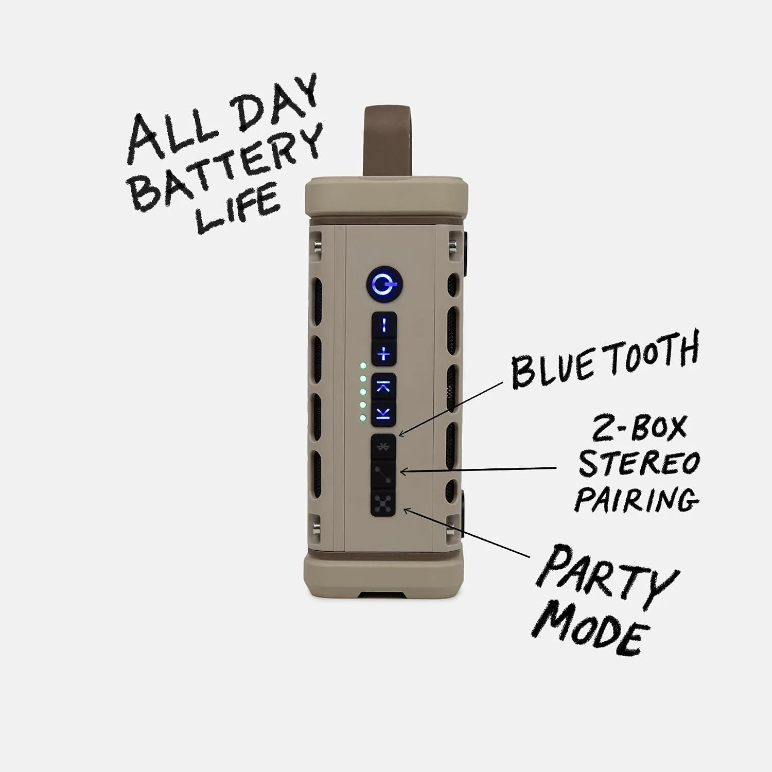 Turtlebox Ranger Bluetooth Speaker. Ultra-Portable, Waterproof, Tan