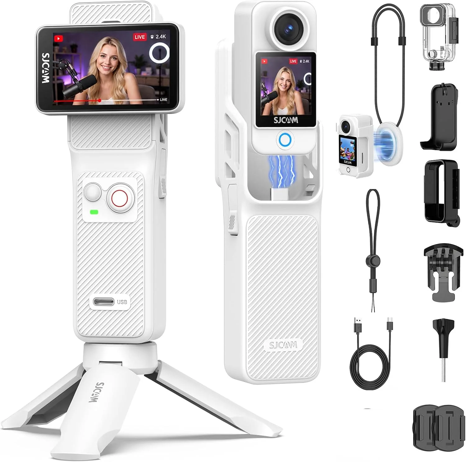 SJCAM C400 4K Underwater Vlogging Camera,6-Axis Gyro + EIS,7H Recording