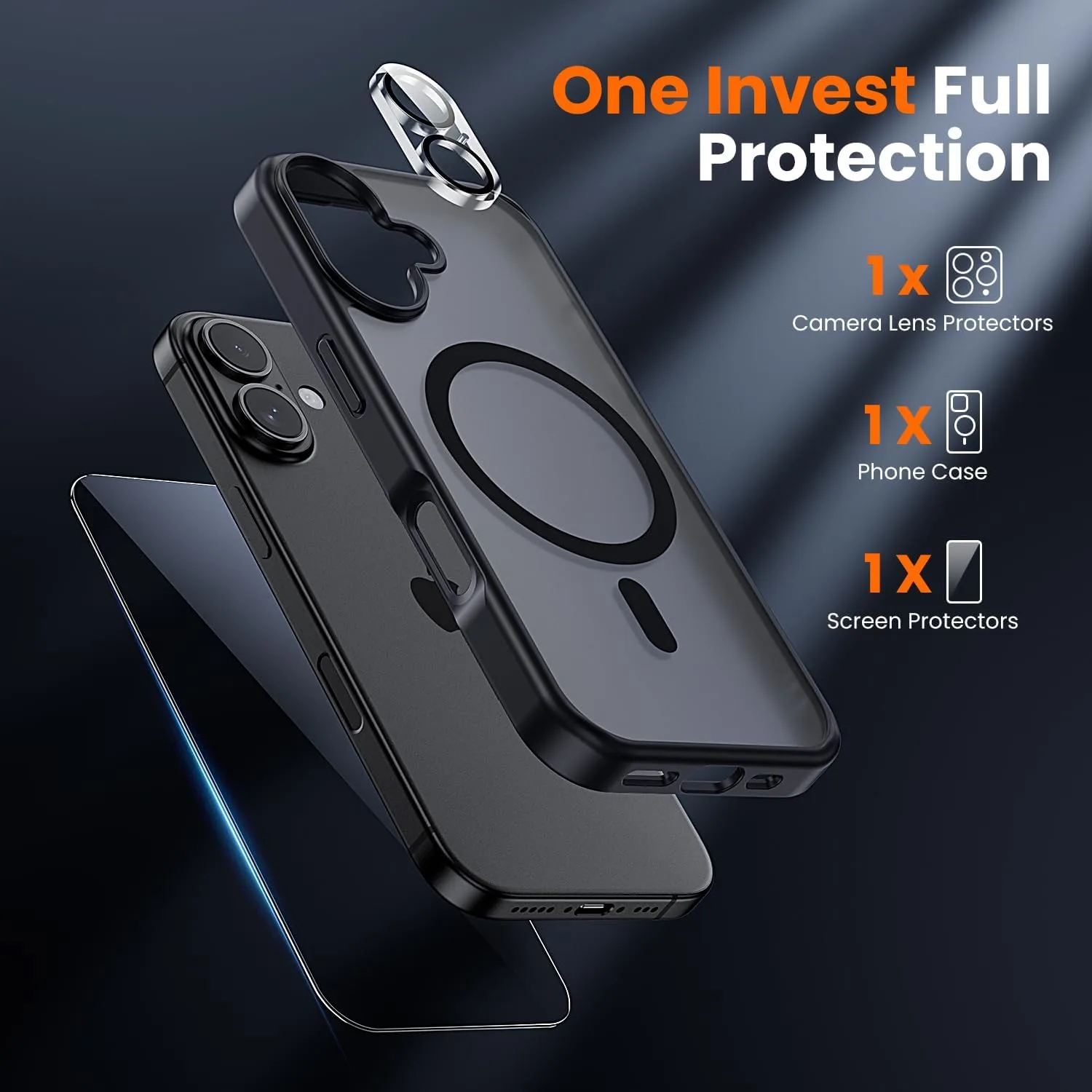 toushion 3 in 1 for iPhone 17 Case Matte Black