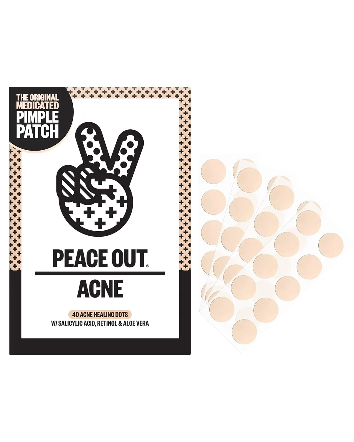 PEACE OUT Acne Healing Dots Medicated Hydrocolloid Pimple Patches (40 ct)