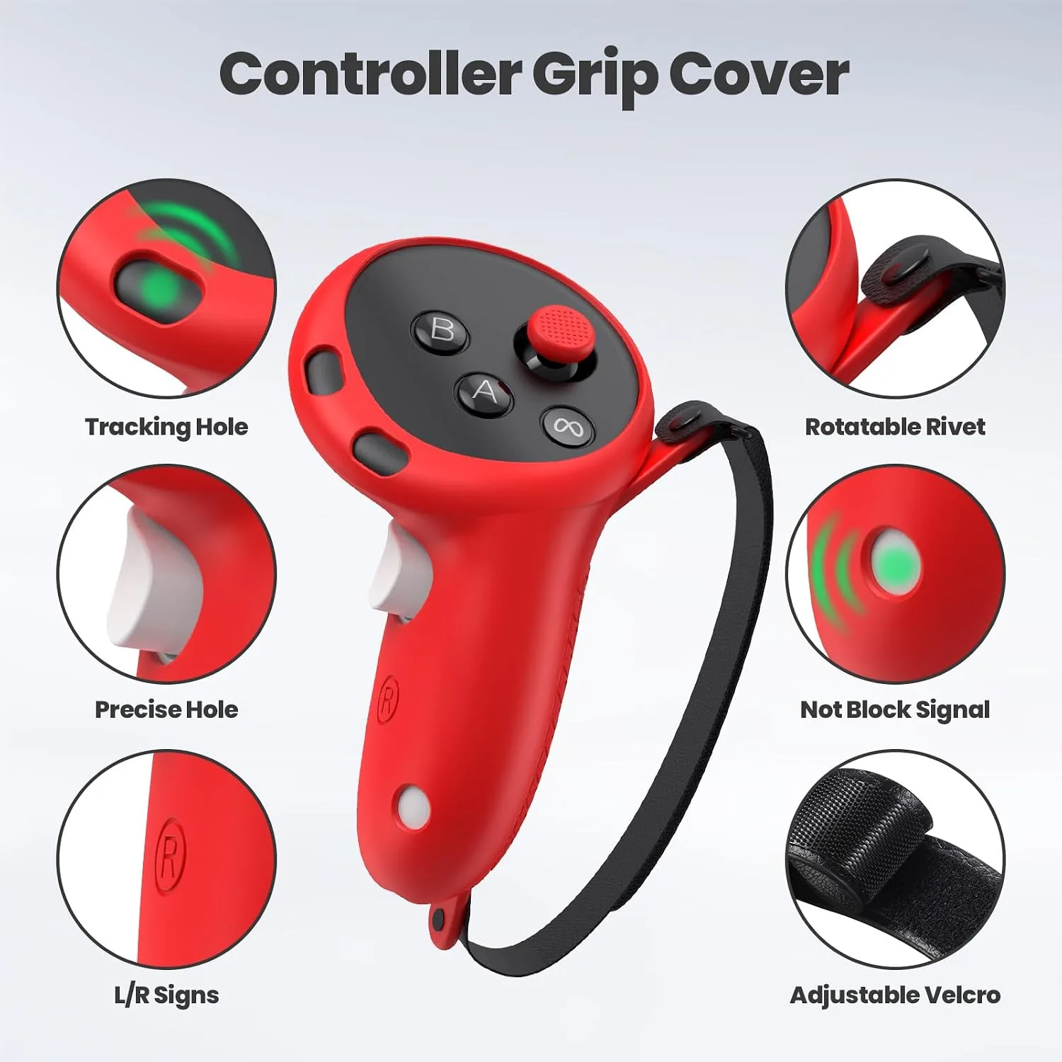 Silicone Cover Compatible with Meta/Oculus Quest 3 Accessories, VR Silicone Face Cover, VR Shell Cover,Touch Controller Grip Case,Camera Lens Protector Set (Red)