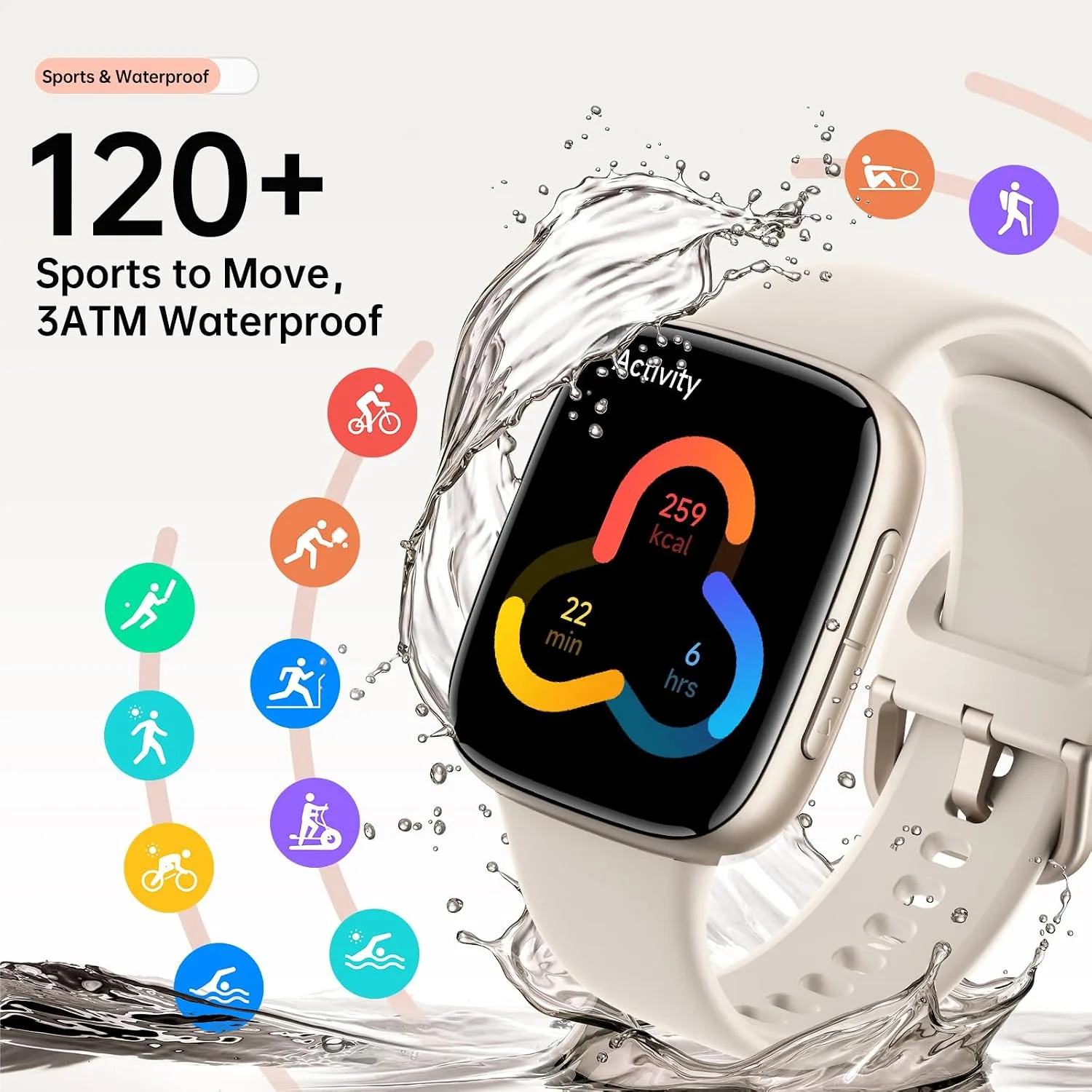 Smart Watches for Women Men, 1.8" HD AMOLED Smart Watch for Android iPhone, 3ATM Waterproof, Bluetooth Calls/Messages, Heart Rate Monitor, Sleep Tracker, 120+ Sports Modes Fitness Watch, 2 Bands