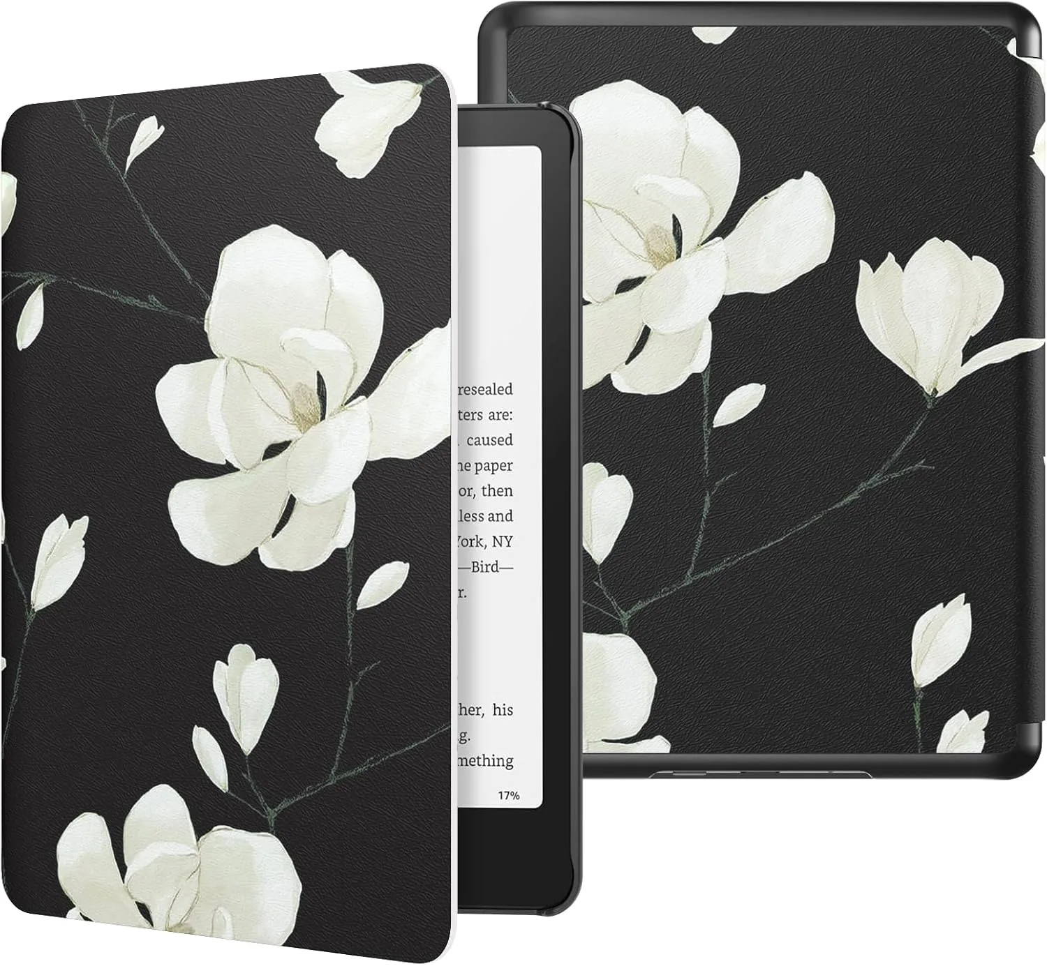 Moko Case for 7" Kindle Paperwhite 12th Gen 2024/Colorsoft, B&W Magnolia