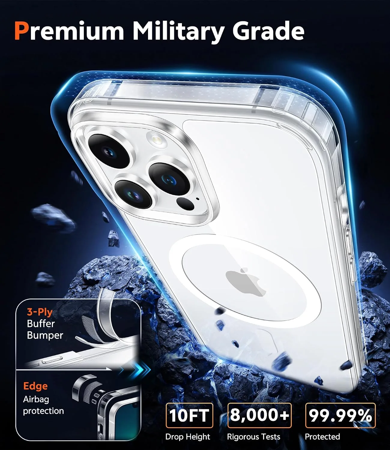 FNTCASE for iPhone 13 Pro-Max Case Compatible with Magsafe Clear Phonecase