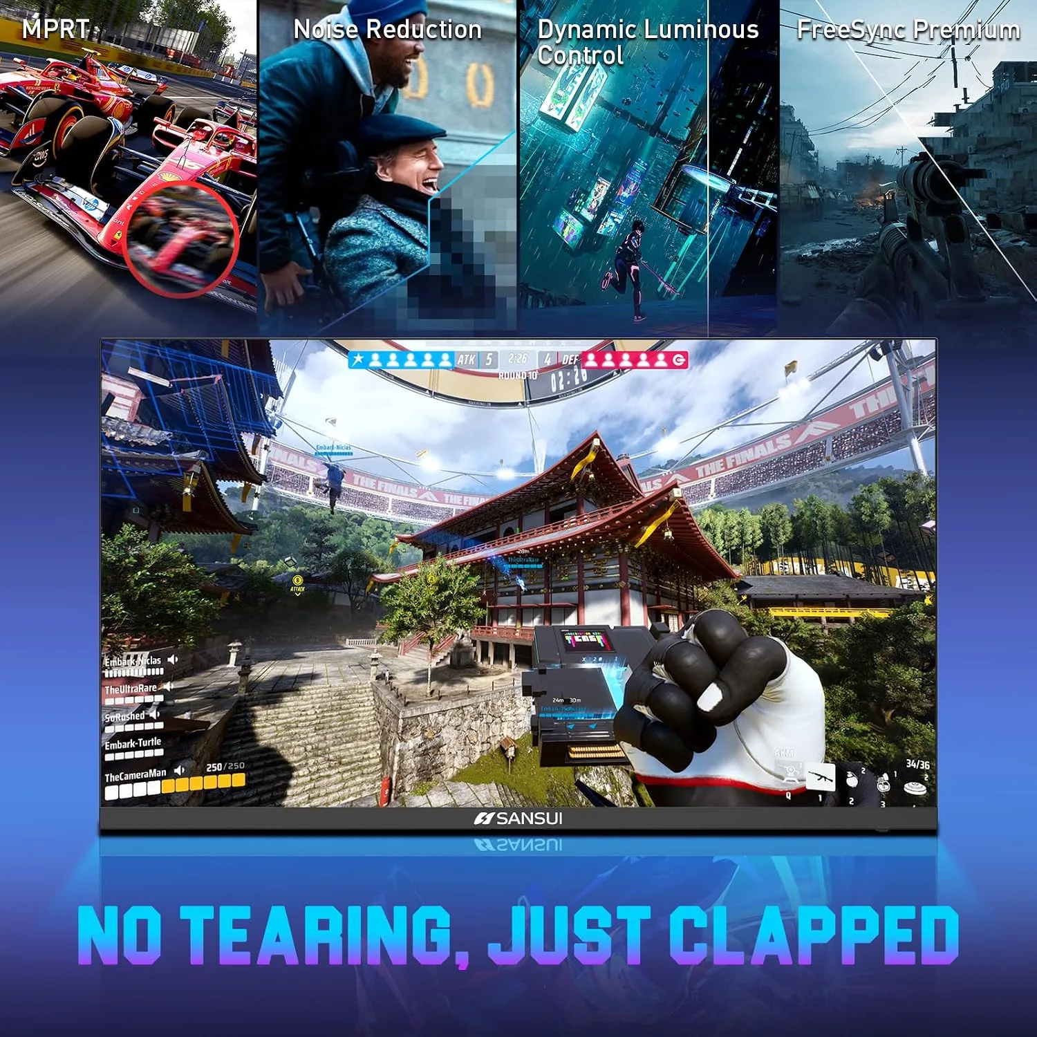 SANSUI 24.5 Inch 300hz 240hz, FHD 1080P Gaming Monitor for FPS PC Gaming