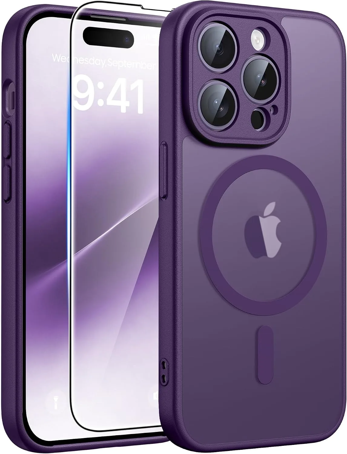 FNTCASE for iPhone 14-Pro Case Fit for MagSafe Purple