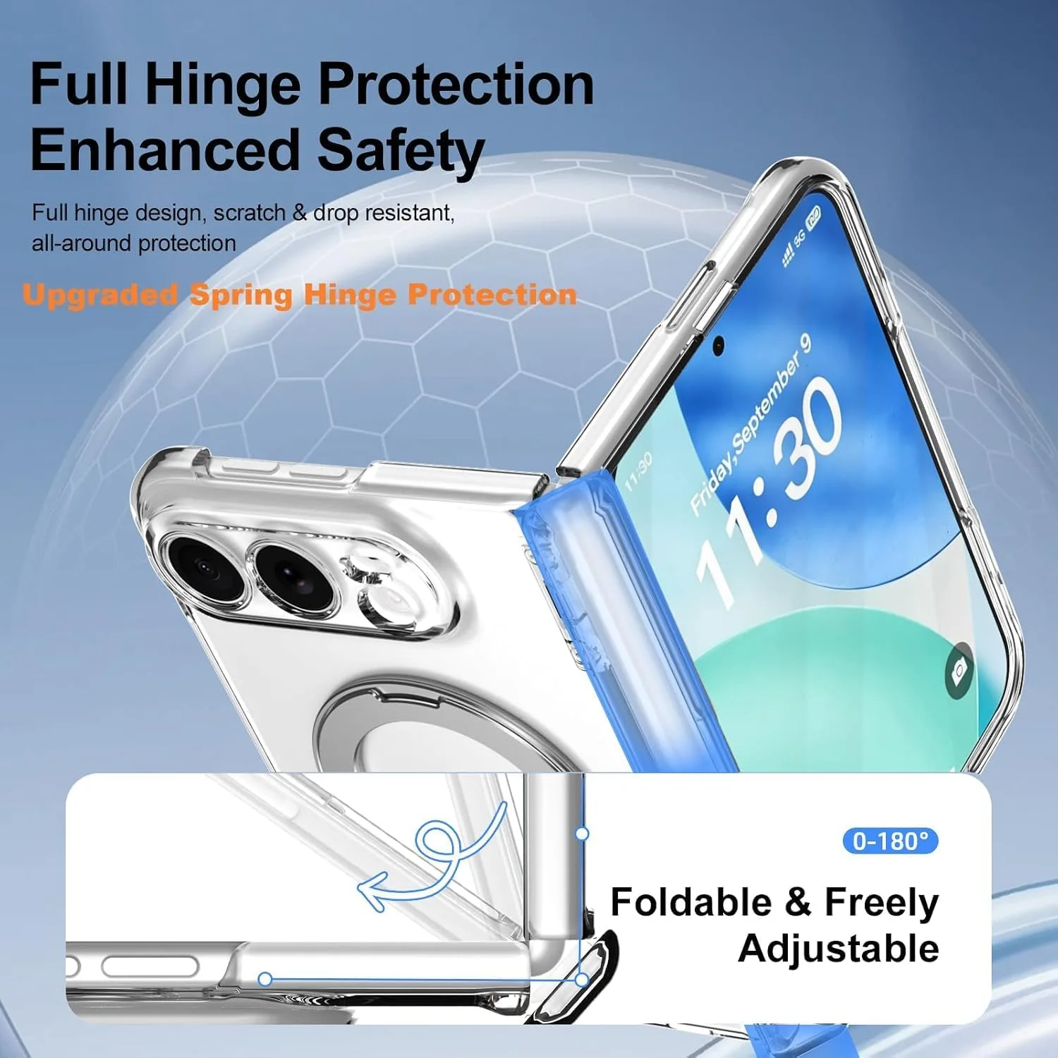 for iPhone Duo Case with Stand Compatible with MagSafe, Built-in Screen Protector & Spring Hinge Protection & Kickstand, Protection Phone Case for iPhone Duo Case Clear