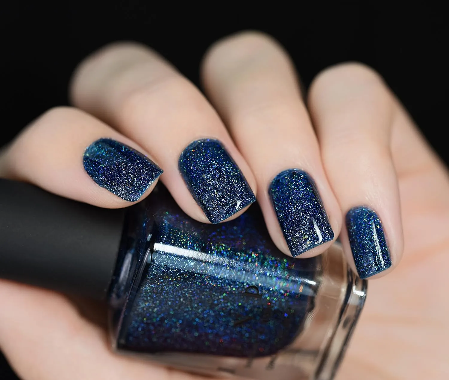 ILNP After Midnight - Prussian Blue Holographic Nail Polish with Gold Accents, Chip Resistant Manicure, Non-Toxic Nail Lacquer, Vegan, Cruelty Free, 12ml