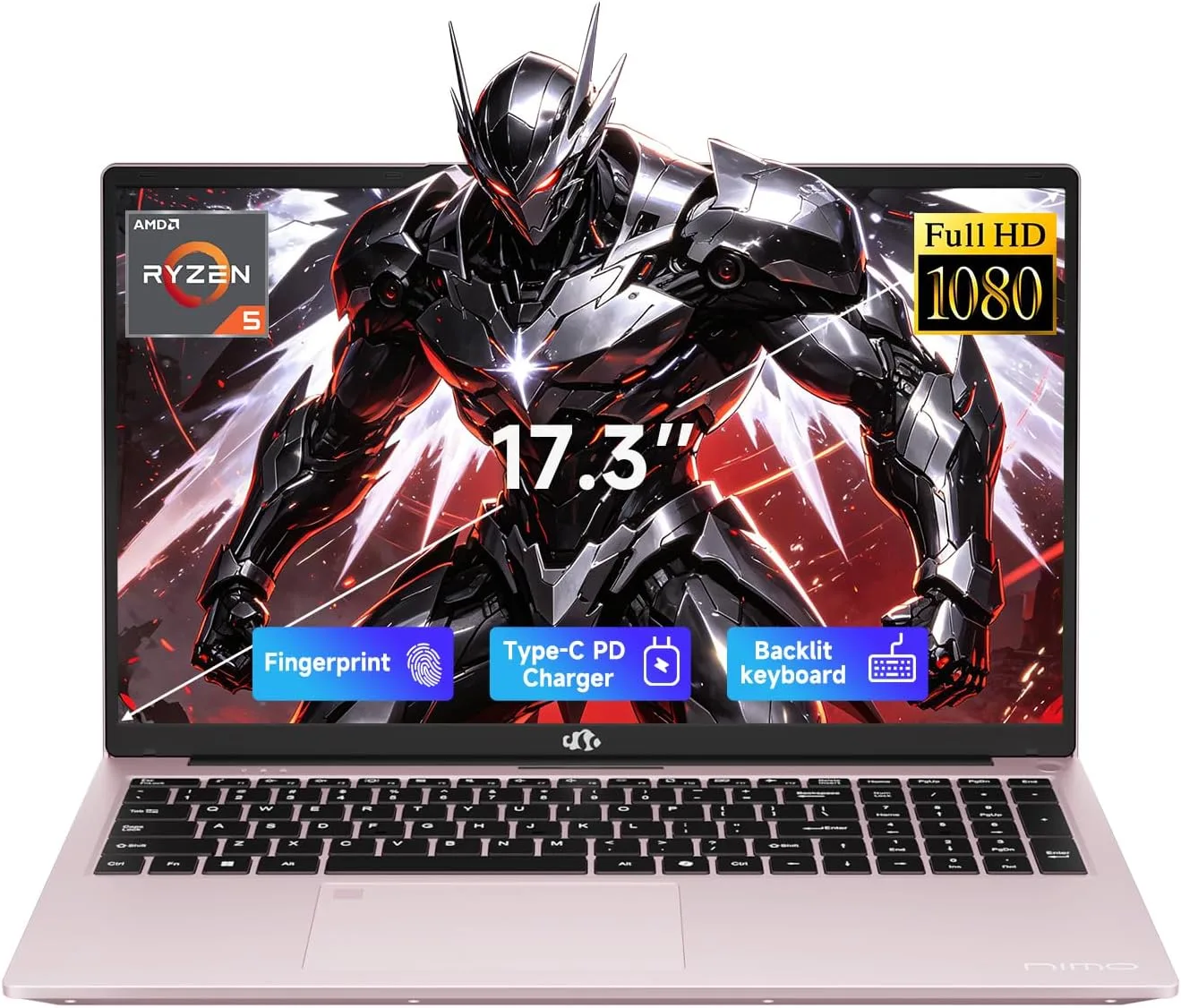 Laptop Nimo 17.3" Ryzen 5 6600H 16GB RAM 512GB SSD Rose Gold