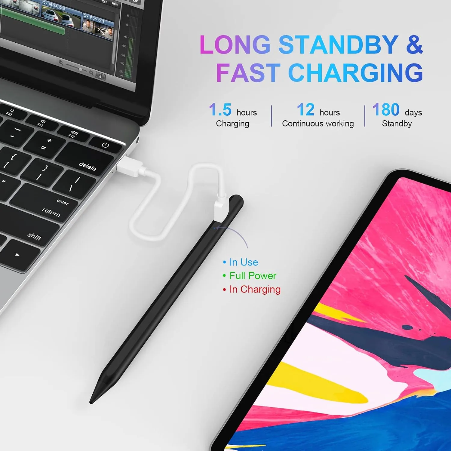 COO Stylus Pen for iPad Pro Air Mini 2018-2024, Palm Rejection Fast Charge
