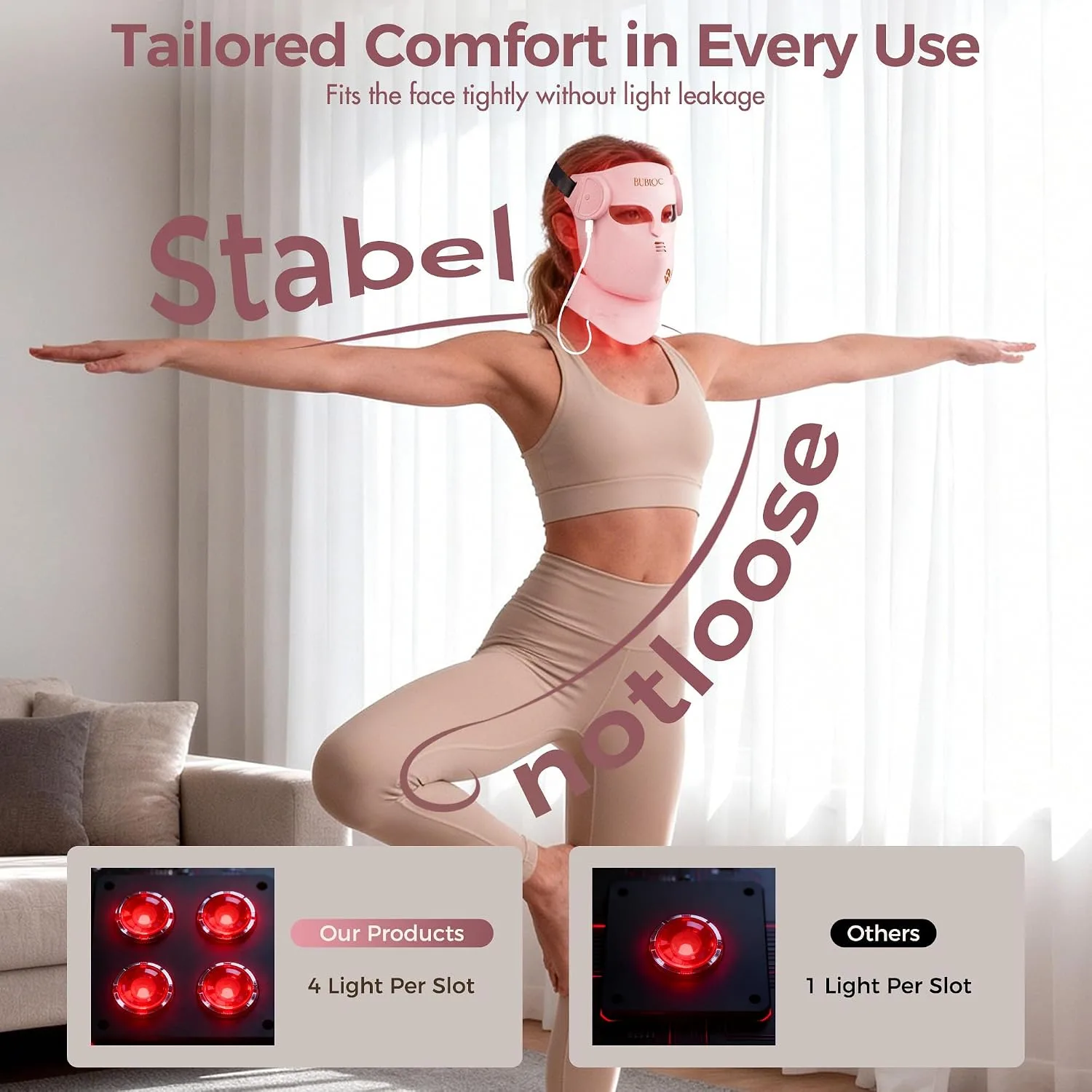 Red Light Therapy Mask for Face & Neck,Wireless Red Light Mask with NIR