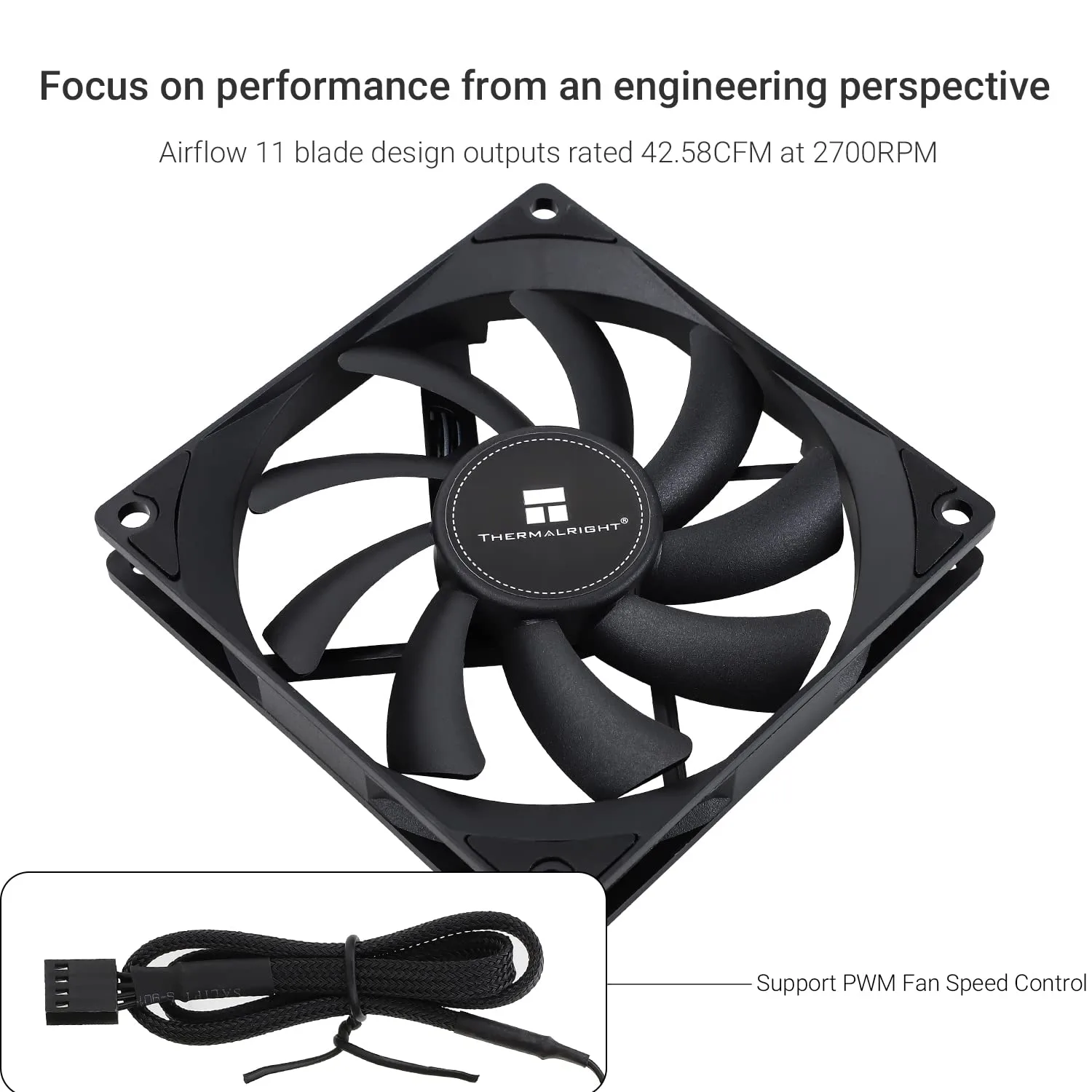 Thermalright TL-9015B CPU Fan, Computer Case Cooling Quiet 4pin PWM PC Fan with 15mm Slimline Cooler, 2700RPM Speed, 92mm CPU Cooling(Black)