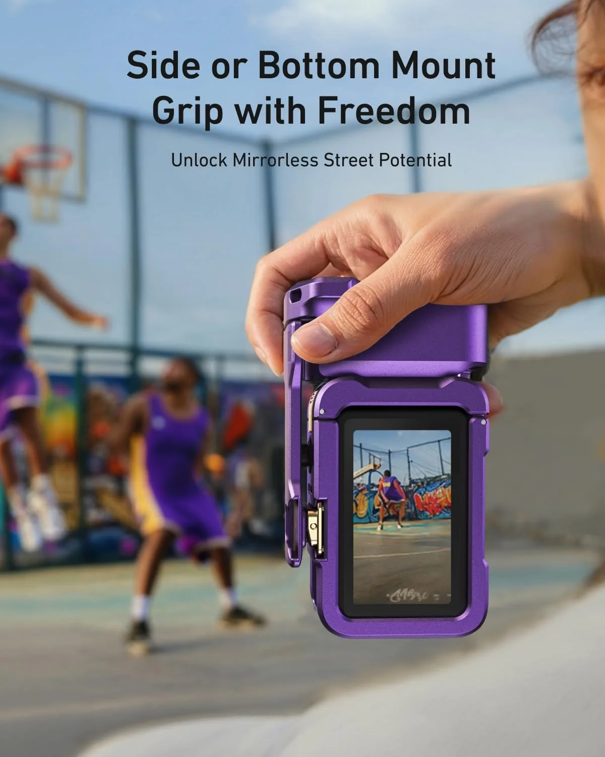 TELESIN Metal Cage Grip Kit for DJI Osmo Action 6 (Iridescent Purple-Gold)