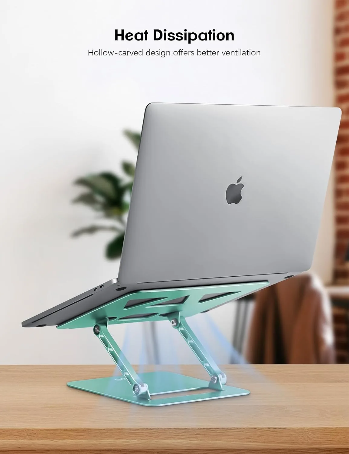 Aoviho Adjustable Laptop Stand for Desk,Portable Laptop Stand Holder and Riser,Foldable Aluminum Notebook Computer Stands for MacBook Air Pro HP Lenovo Dell Samsung, 10-15.6 inch (Fresh Green)