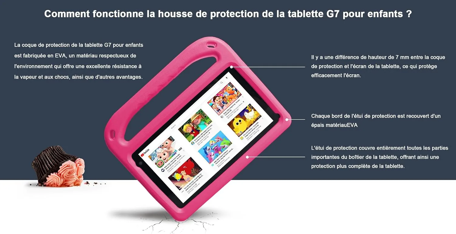 GOODTEL GOODTELTablet｜7id inch Android Tablet｜7GB RAM 64GB ROM (TF 1TB) ｜1024 * 600 IPS FHD｜8MP+5MP｜Bluetooth 5.0｜Wi-Fi 6｜ for Toddler Children, Parental Control,EVA RASE