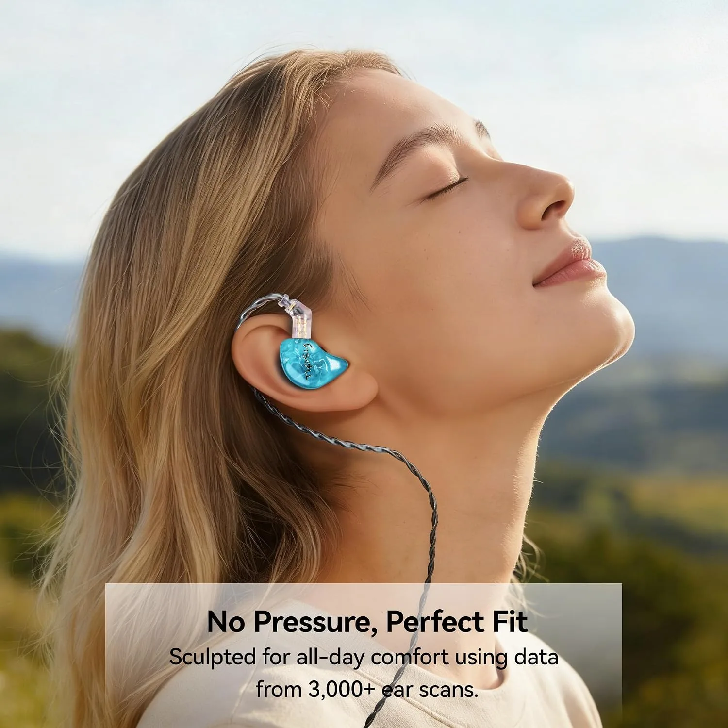 Tipsy M3 Professional IEM for Musicians, 2BA + 1DD Drivers, 36dB PNC, IPX5, Acoustic-Runway™ Technology, Skin-Friendly Resin, Detachable 0.78mm 2-pin Cable (B-Blue)