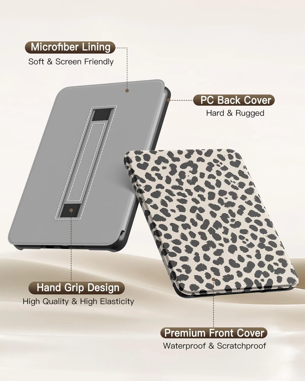MoKo Case for 7" Ebook Reader(12th Gen 2024) and E-Reader, Latte Leopard