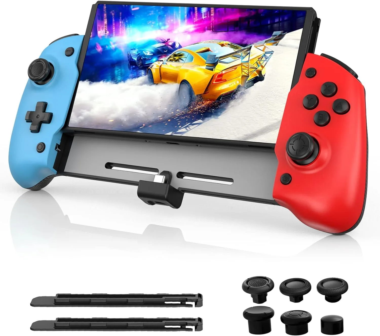 NexiGo Hall Effect Gripcon (No Drift, No Deadzone) with Hall Sensing Joystick for Nintendo Switch/Switch OLED, Ergonomic Handheld Mode, 6-Axis Gyro, Mapping Function, Classic