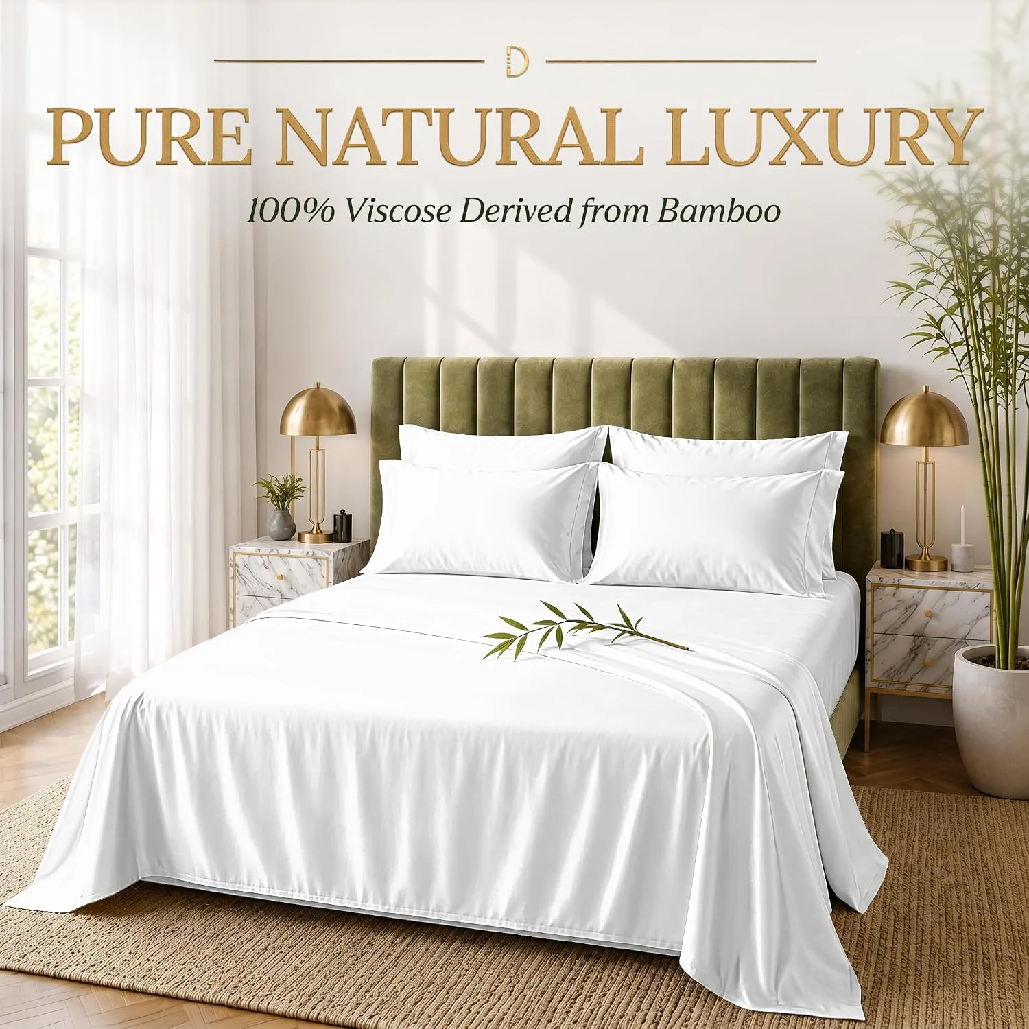 DECOLURE 100% Viscose from Bamboo Sheets King Size | 6 Pc Cooling Bed Set