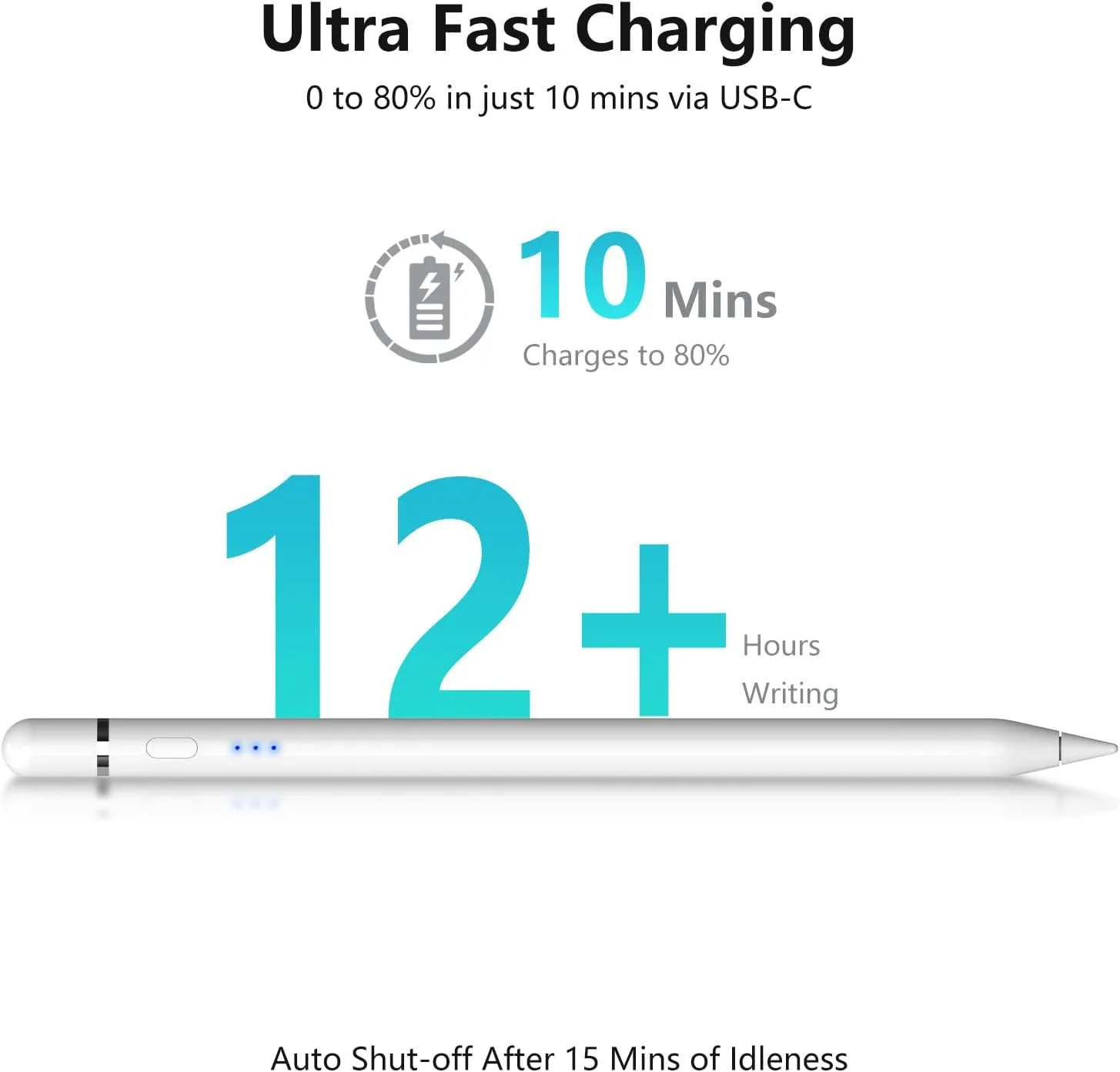 【2Pack】 Stylus Pen for iPad 2018–2026, Wireless Charging iPad Pencil 2nd Generation &1st Generation with Tilt Sensitivity& Palm Rejection, 2X Fast Charge Pencil for iPad A16 Pro 11/12.9/13, Air, Mini
