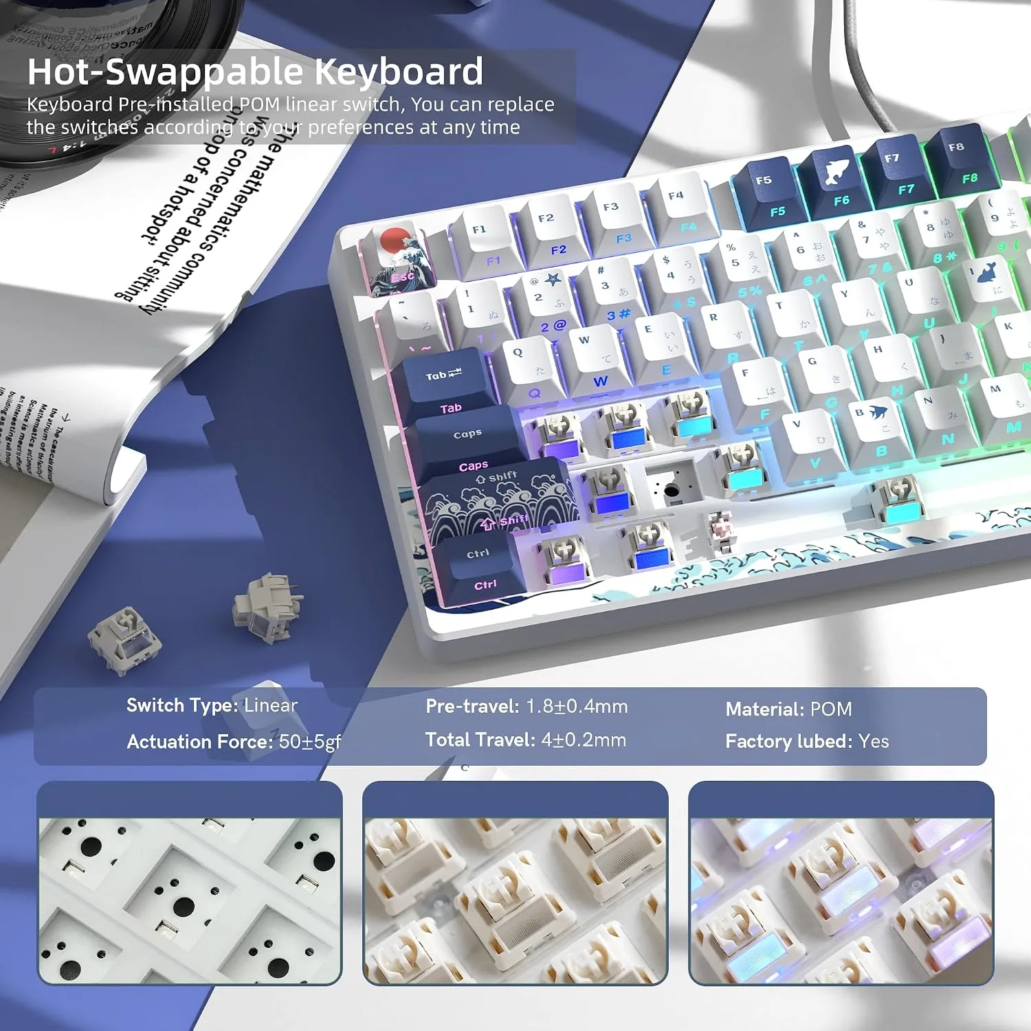 Womier SK80 75% Keyboard with Color Multimedia Display Gaming Keyboard