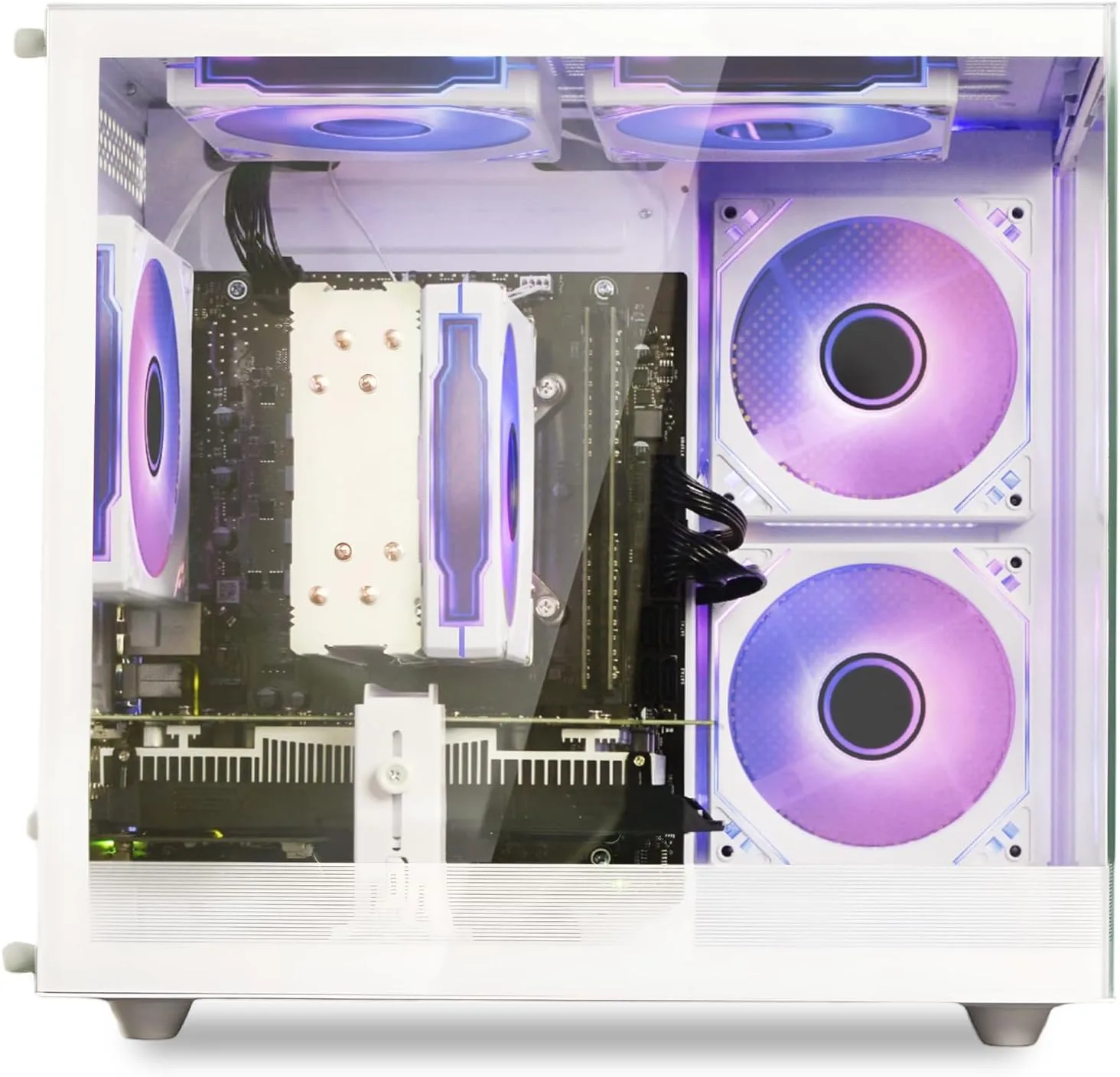 suevery Ryzen7 Prebuilt Gaming PC Bundle Desktop Computer White