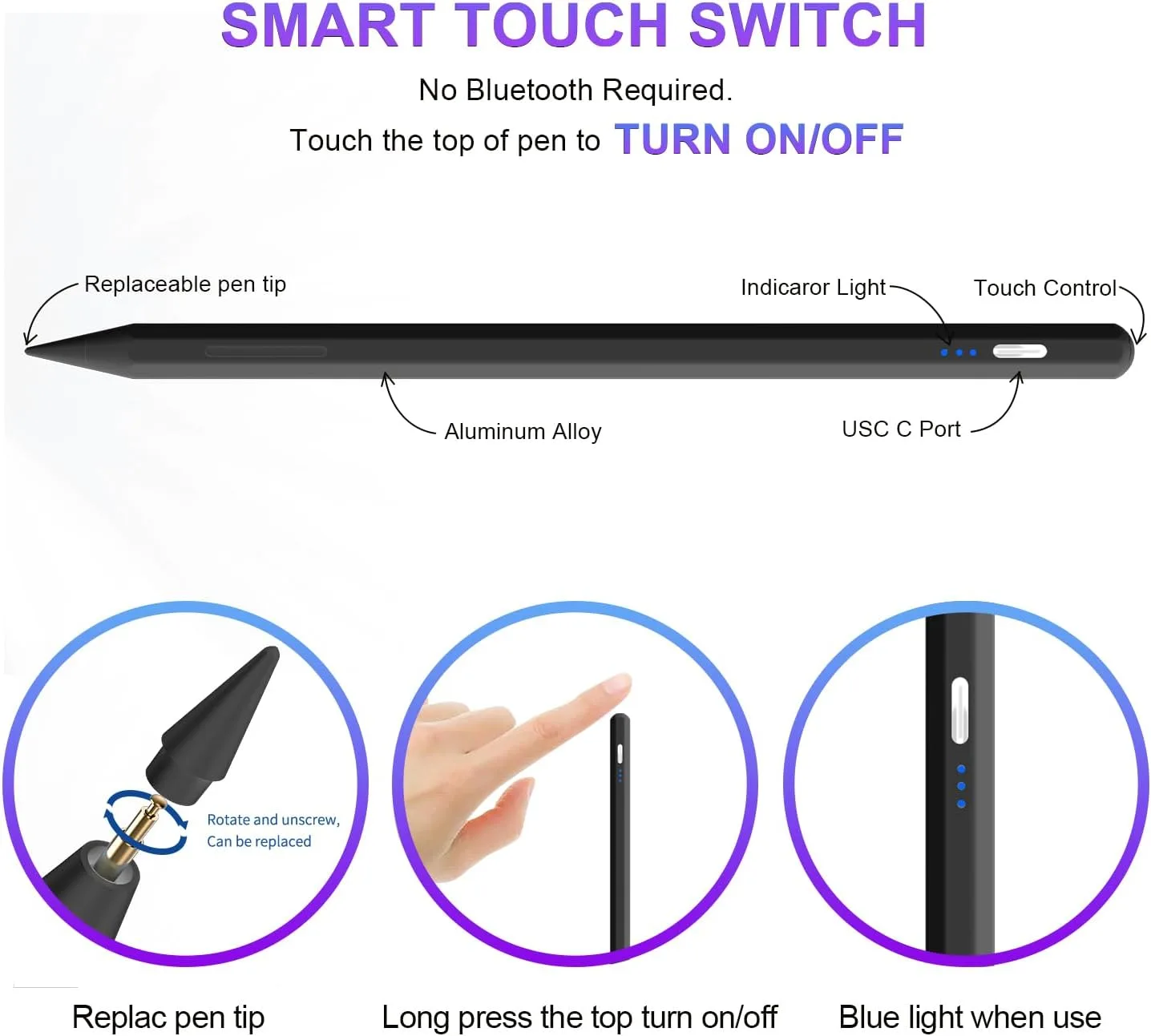 Stylus Pen for iPad 6th-11th Generation,Fast Charge Apple iPad Stylus Pencil with Palm Rejection,Compatible with 2018-2026 iPad 6/7/8/9/10/11 Gen, Pro 13"/12.9"/11"/M4, Air 3/4/5/M2, Mini 5/6