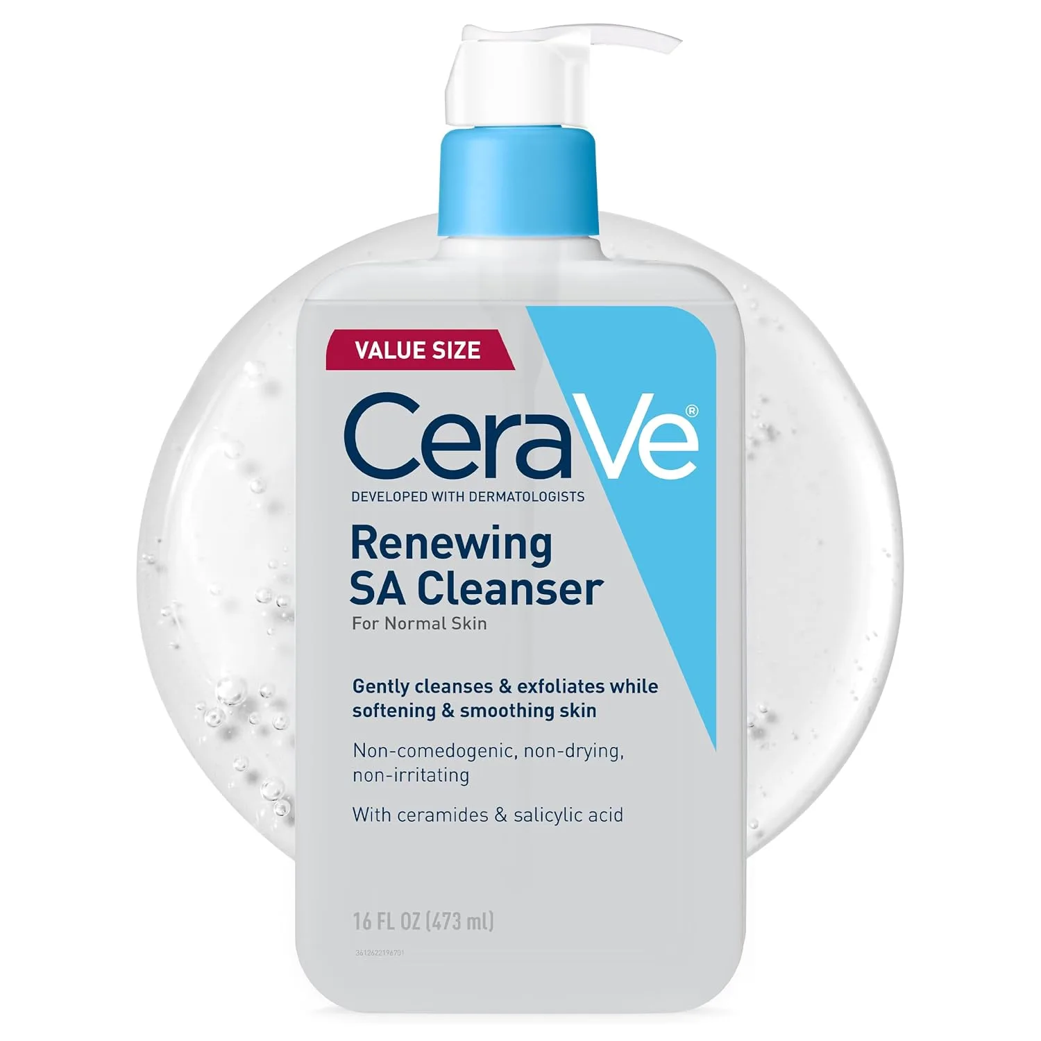 CeraVe Renewing Salicylic Acid Cleanser, Gentle Exfoliating Face Wash, 16oz
