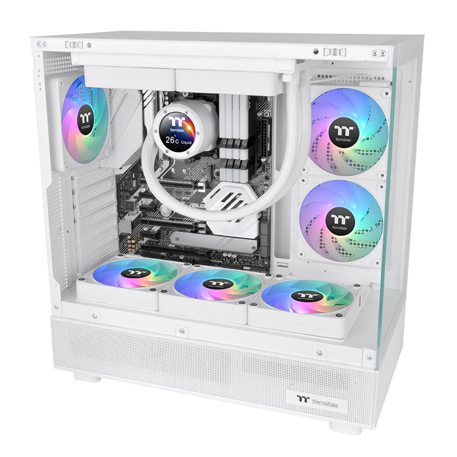 Thermaltake CT120 EX ARGB Sync PC Cooling Fan White (3-Fan Pack), Magnetic Connection, 5V Motherboard Sync, 16.8 Million Colors 9 Addressable LEDs, 120 mm Case/Radiator Fan, CL-F190-PL12SW-A