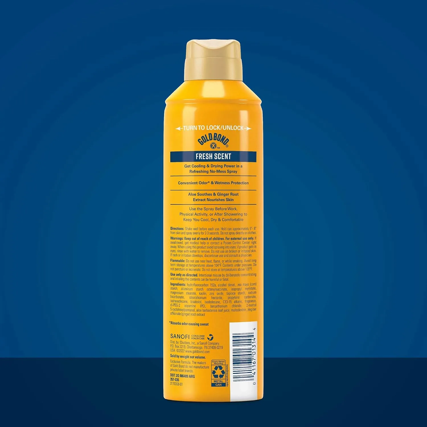 Gold Bond No Mess Talc-Free Body Powder Spray, 7 oz., Fresh Scent, with a Triple Action Formula