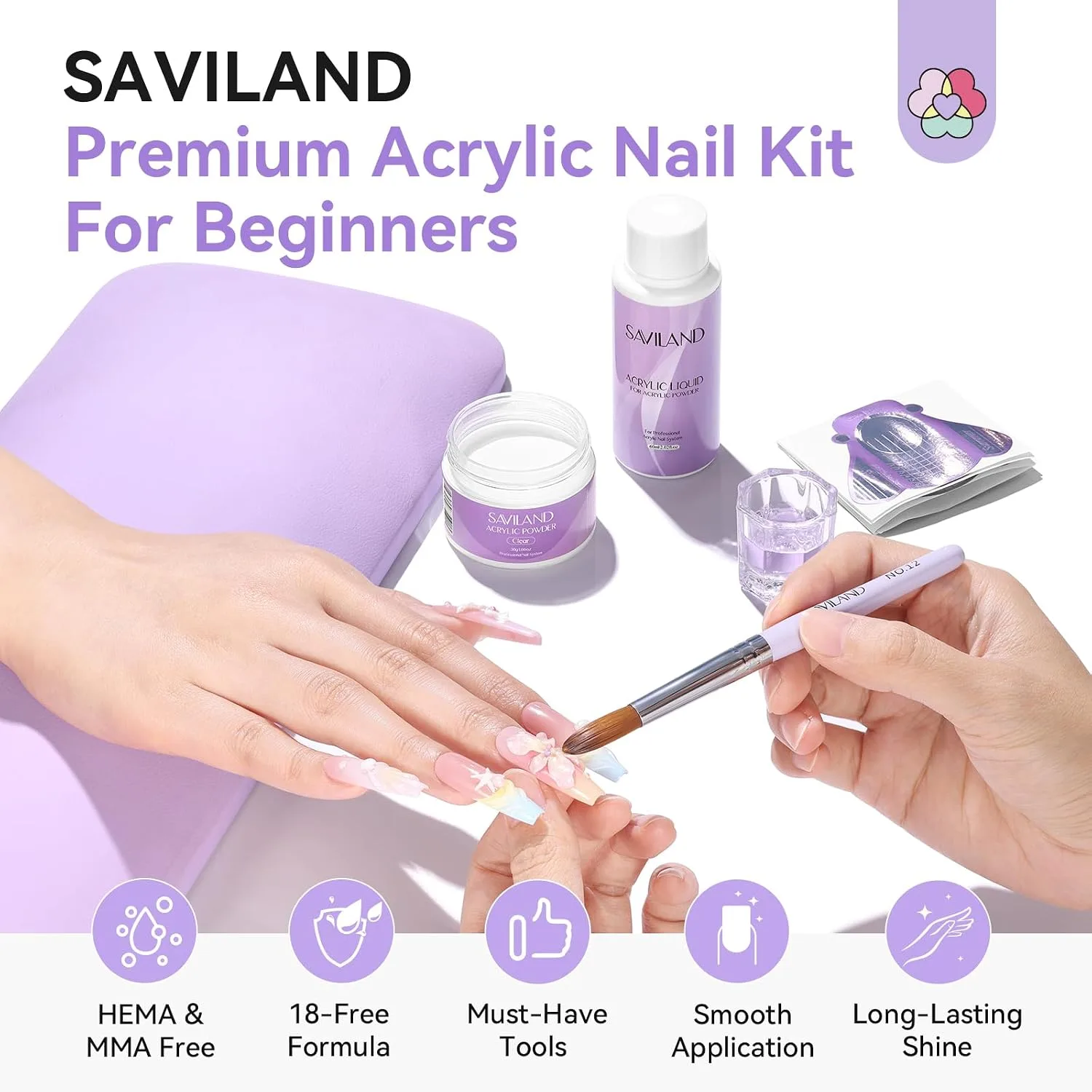 SAVILAND Acrylic Nail Kit for Beginners, Home Practice Set