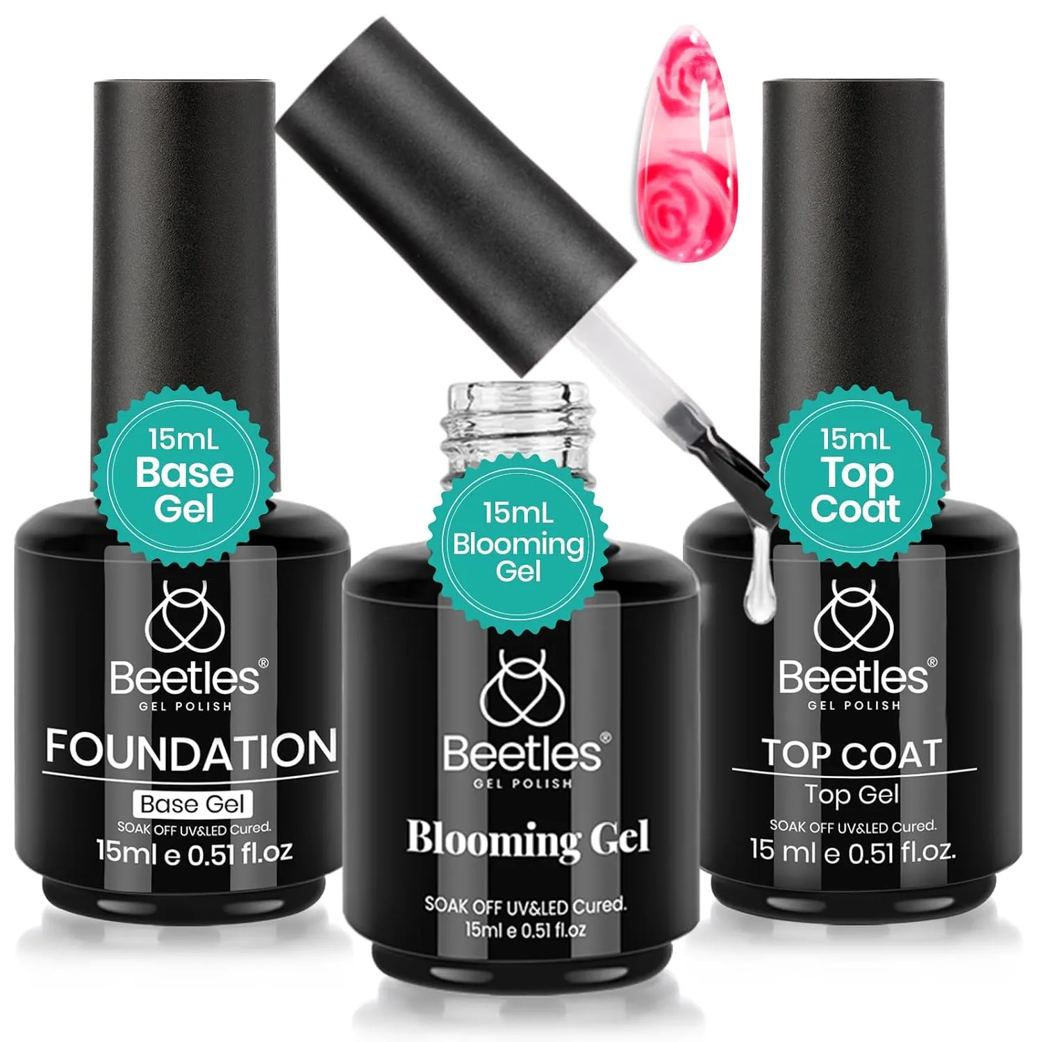 Beetles Blooming Gel & Top Base Coat Set 3PCS 15ML