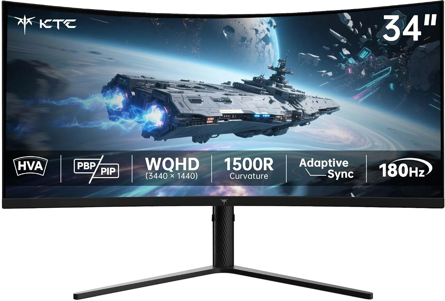 KTC 34 Inch UWQHD Ultrawide 3440X1440 Curved Gaming Monitor 180Hz, H34S5