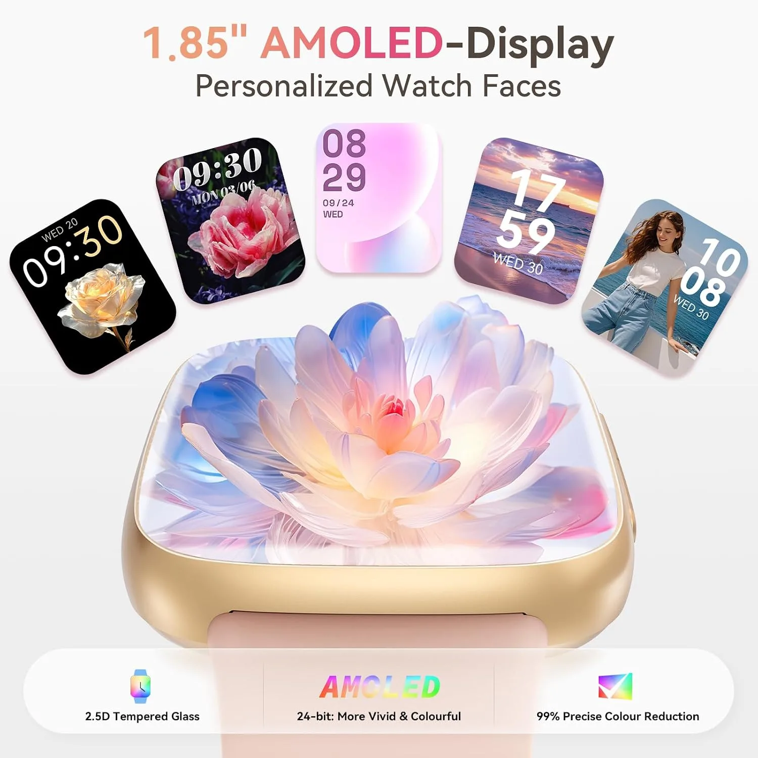 Smart Watch for Women, Answer/Make Call, 1.85" AMOLED Always-On Screen