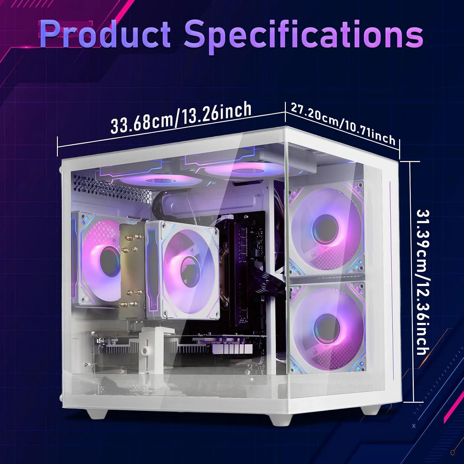 suevery Ryzen7 Prebuilt Gaming PC Bundle Desktop Computer White