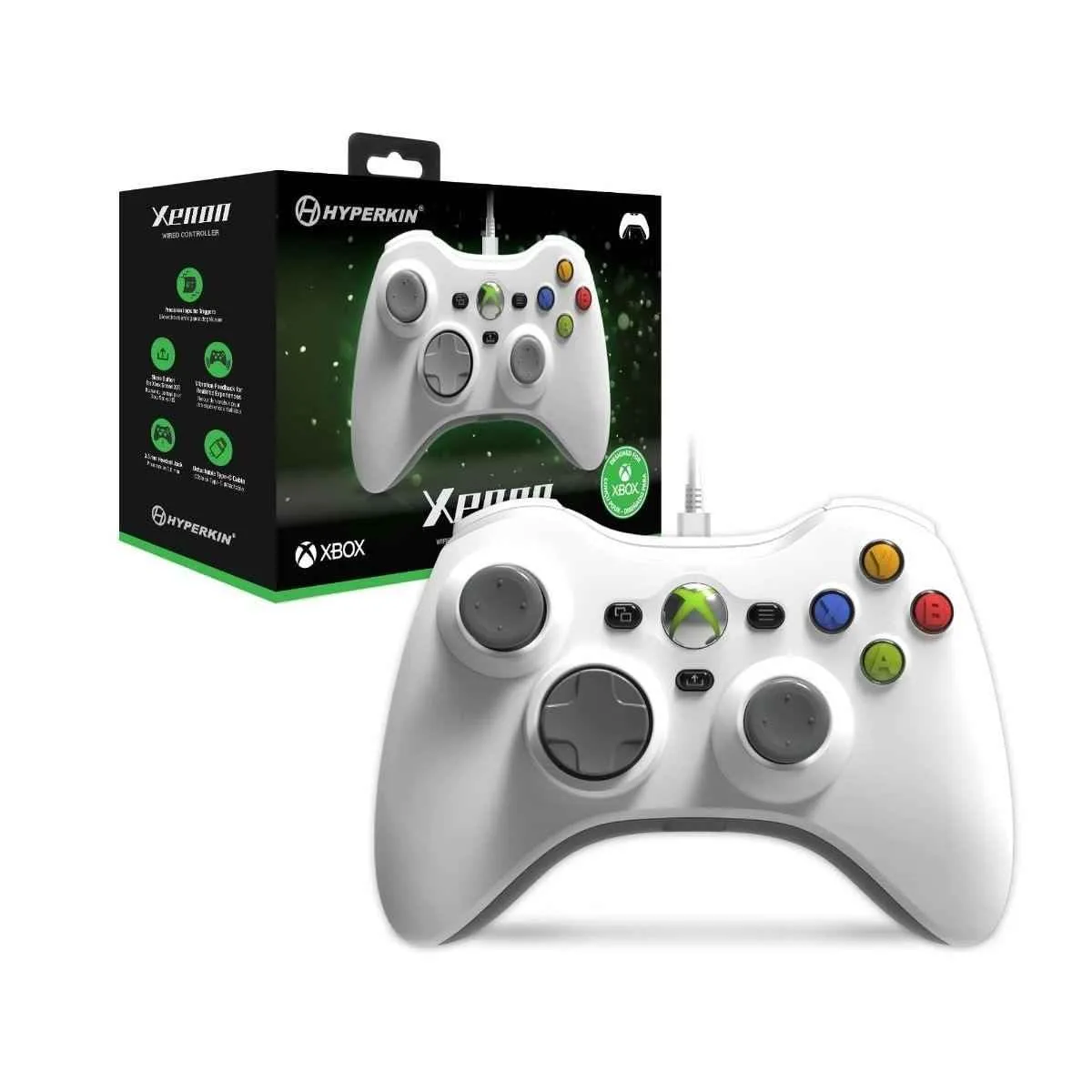 Hyperkin Xenon Wired Controller for XBOX One/Series X|S & Windows 10|11 PC, Plug and Play Gaming Gamepad with 3.5MM Audio Jack, Impulse Triggers, Officially licensed - White