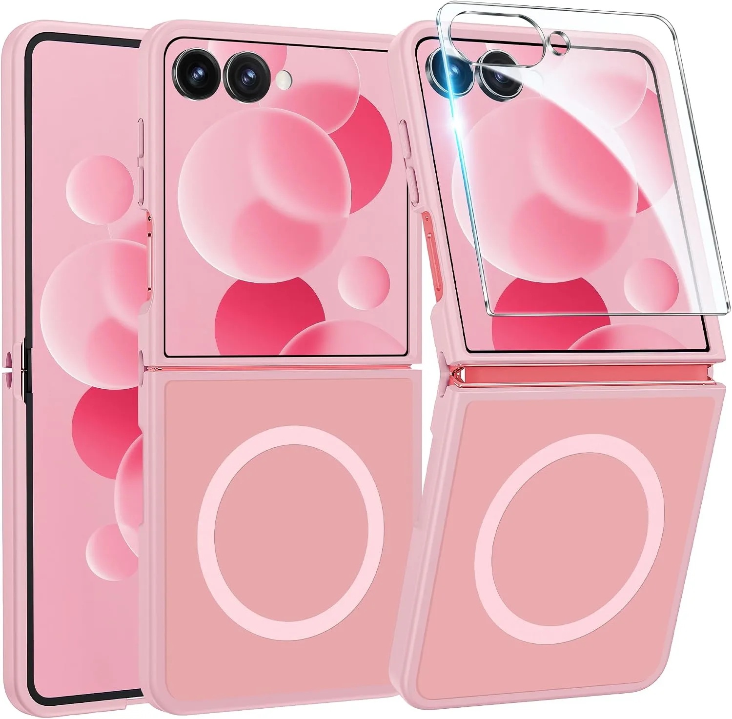 Funda para Samsung Galaxy Z Flip 7 Fntcase Rosa Claro con Protector de Pantalla