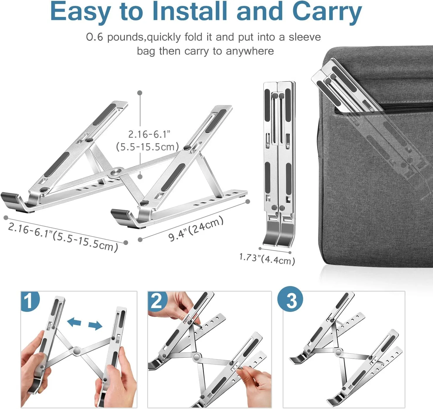 ivoler Laptop Stand, Laptop Holder Riser Computer Tablet Stand,Silver