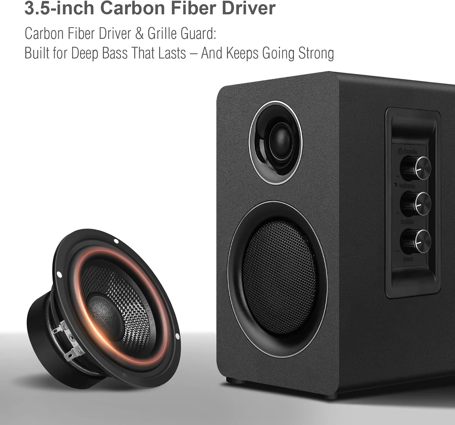 Computer Speakers, Bluetooth 5.3, USB-C, AUX/RCA, 3.5-Inch Woofer, Black