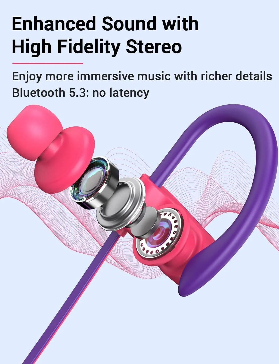 Bluetooth 5.3 Headphones, Wireless Sports In-Ear Earbuds IPX7 Waterproof