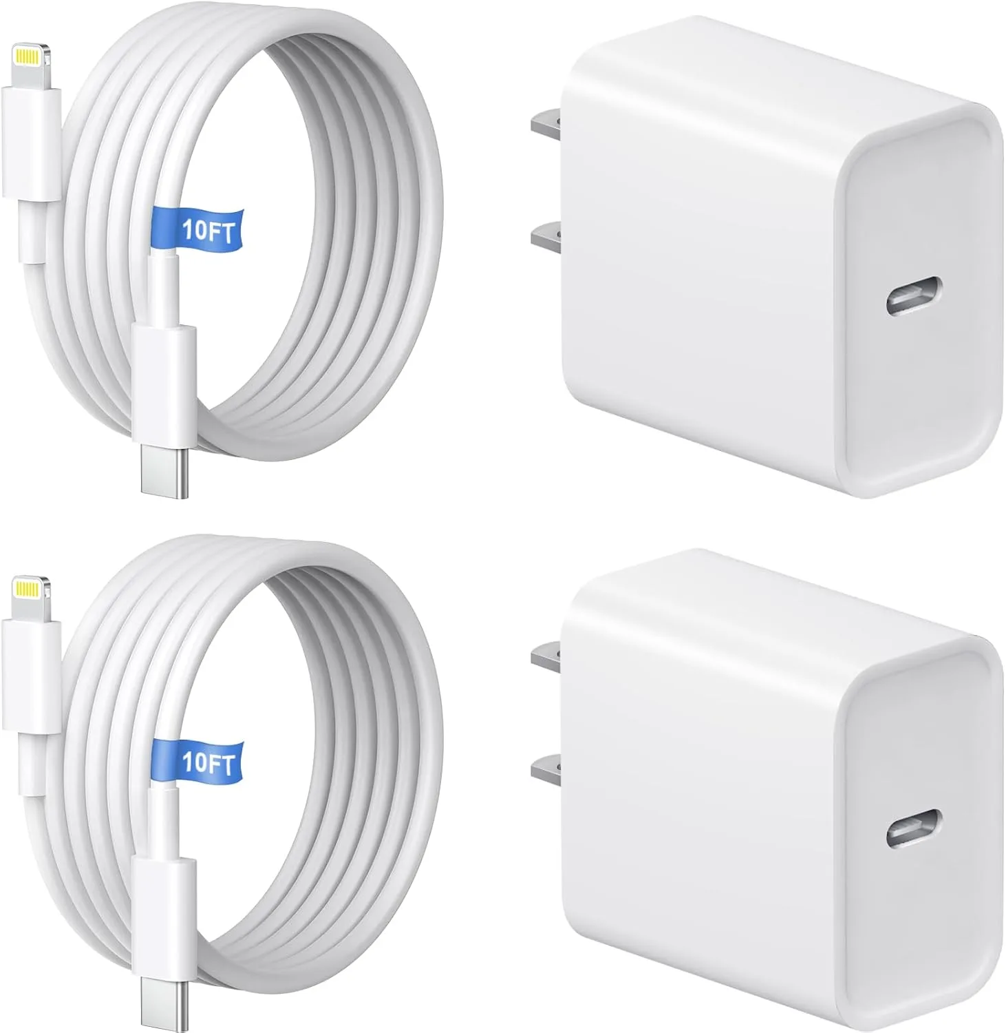 10FT iPhone 14 13 12 11 Charger 20W USB C Charger Block with Cable [2 Pack]