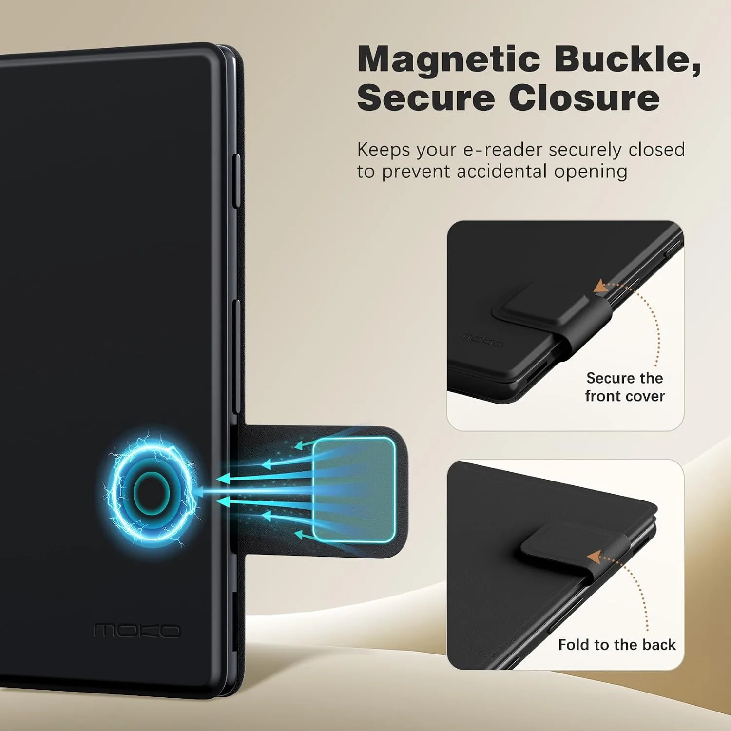 MoKo Magnetic Case for XTEINK X4 E-Reader 4.3 Inch, Black