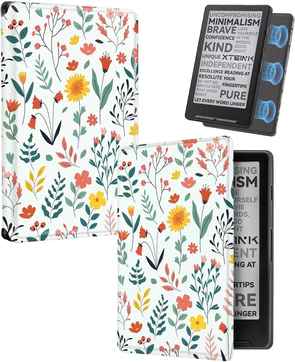 CoBak Magnetic Case for XTEINK X4, Ultra-Lightweight Protective Cover for Xteink X4 E-Reader, Secure Magnetic Attachment(Flower Sea)