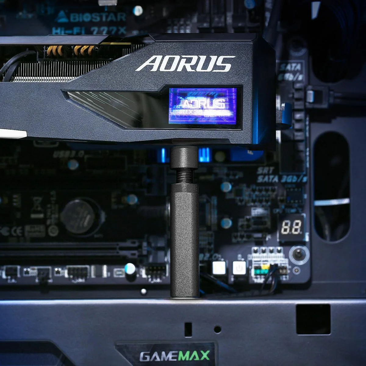 GPU Sag Holder Bracket, Graphics Card Brace Support, Universal VGA/ Video Card Stand, All Aluminum Alloy with Magnetic Base (L, Silver)